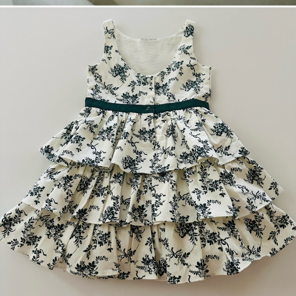 Janie and Jack Girls 6 Floral Toile Tiered Dress Holiday Edition - Picture 7 of 8